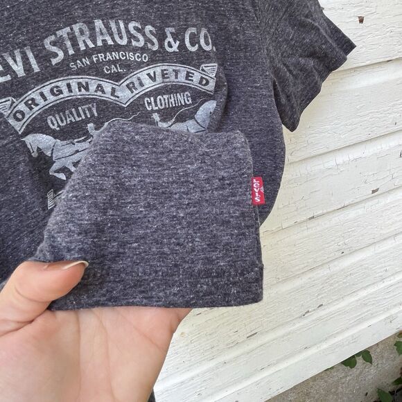 LEVI’S Men’s Single Stitch Retro Logo Tee, Heather Gray- Size Small - Picture 5 of 6